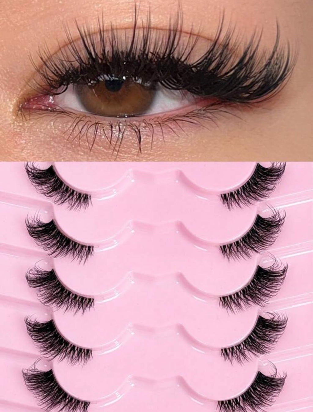 رموش صناعية نصف عين – 9 أزواج بتصميم عيون القطة طبيعي Y1050