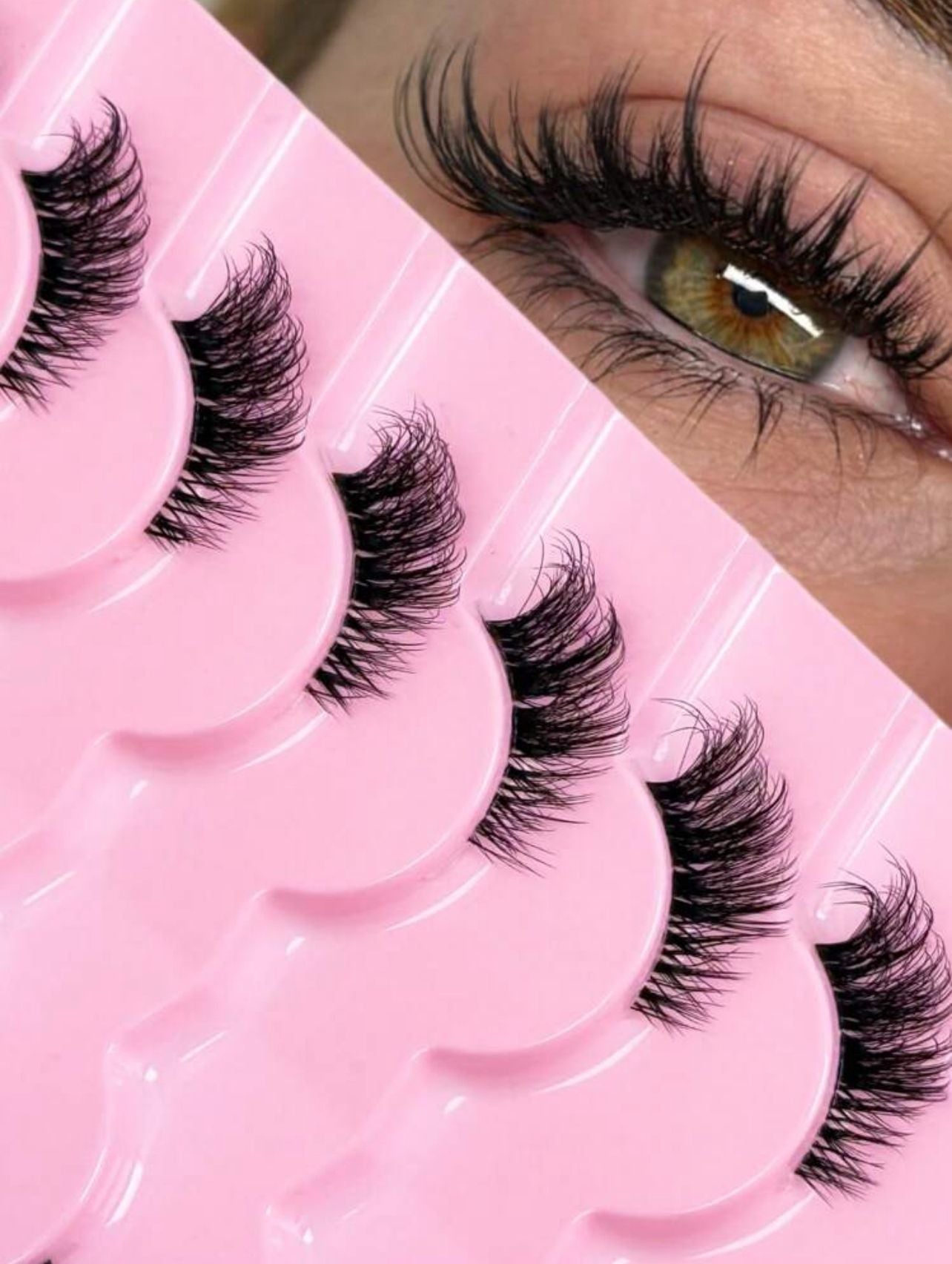 رموش صناعية نصف عين – 9 أزواج بتصميم عيون القطة طبيعي Y1051