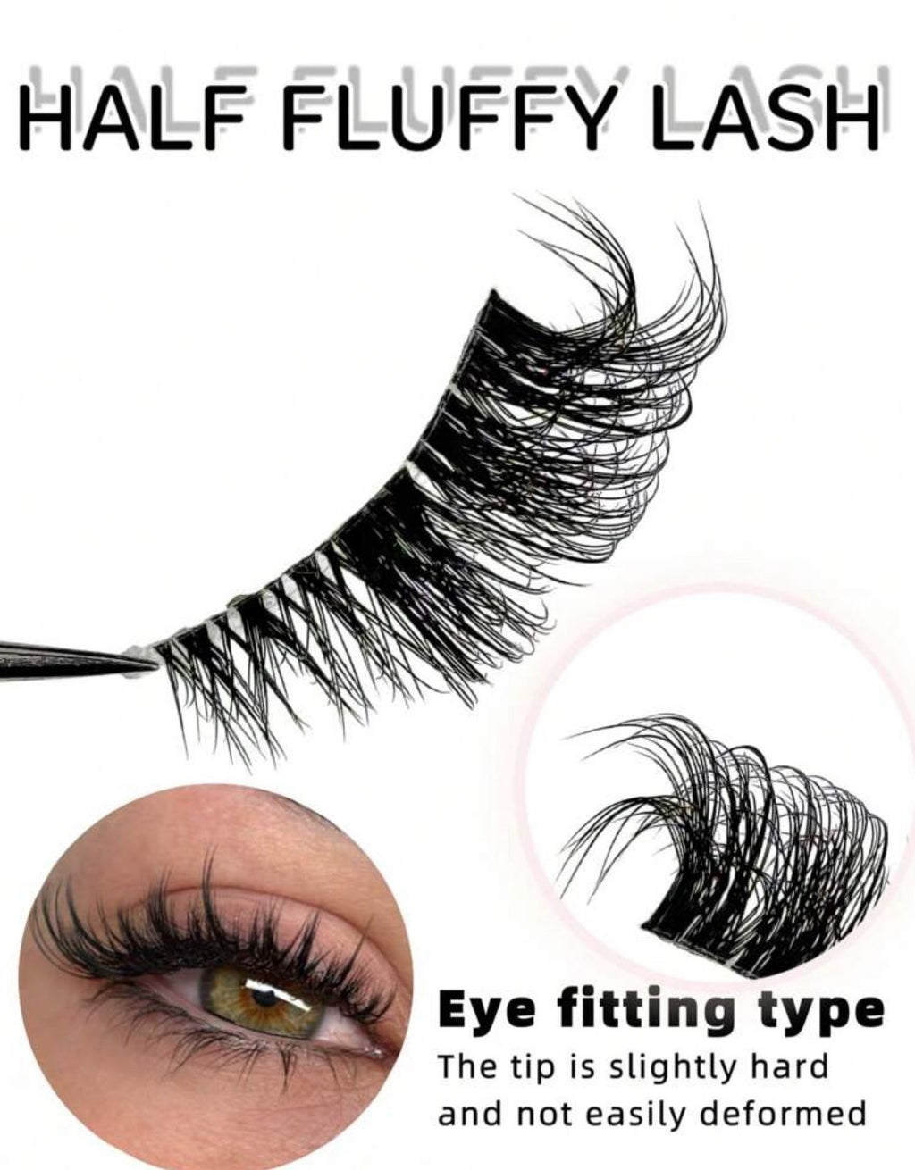 رموش صناعية نصف عين – 9 أزواج بتصميم عيون القطة طبيعي Y1051