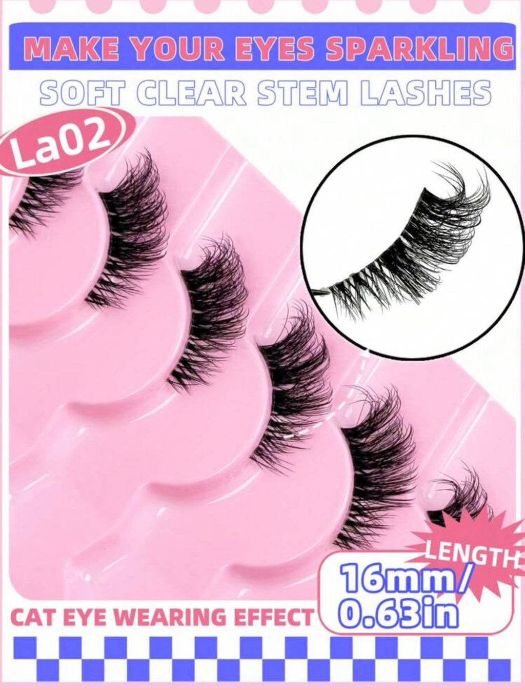 رموش صناعية نصف عين – 9 أزواج بتصميم عيون القطة طبيعي Y1051