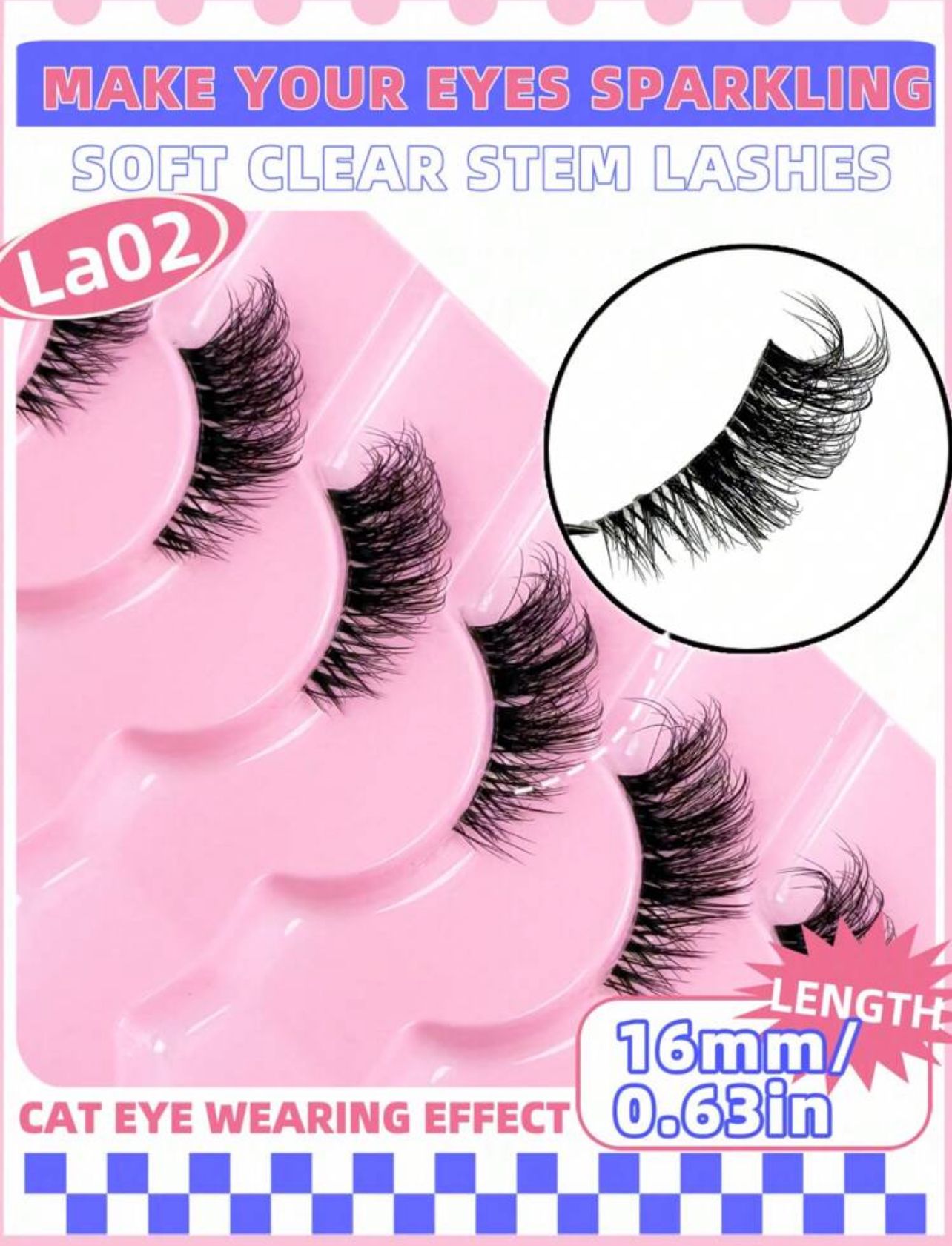 رموش صناعية نصف عين – 9 أزواج بتصميم عيون القطة طبيعي Y1051