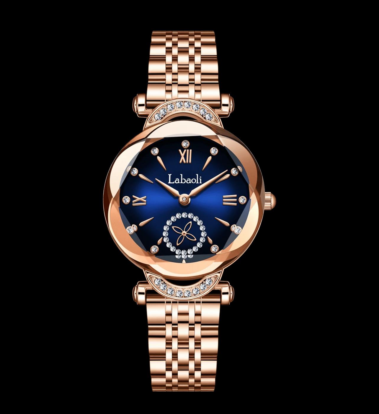 ساعة يد نسائية من Laboali بتصميم فاخر باللون الذهبي الوردي مع فصوص زركون LRBL 536