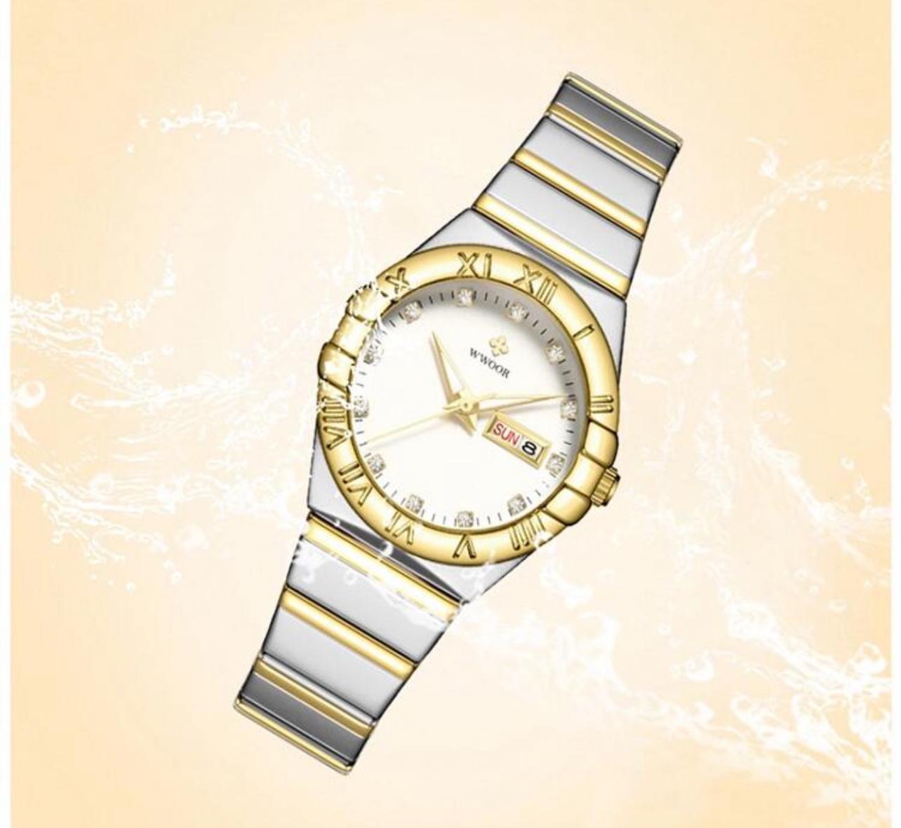 ساعة يد نسائية من WWOOR كوارتز بتصميم أنيق وبسيط للاستخدام اليومي LGTM 8885