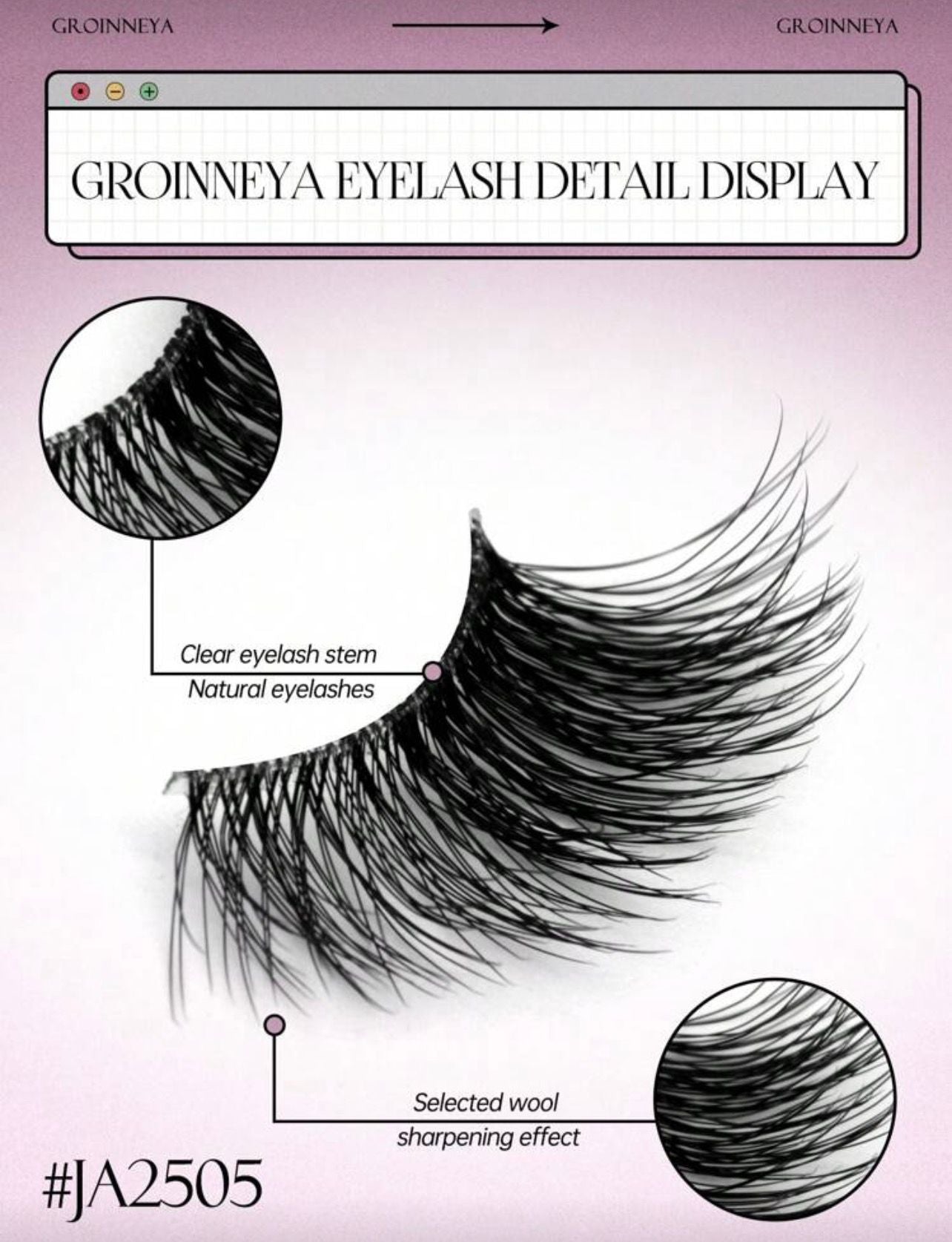 رموش GROINNEYA نصفية بشريط شفاف – 10 أزواج، رموش ناعمة طبيعية ثلاثية الأبعاد Y1084