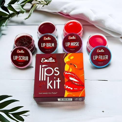 مجموعة العناية الكاملة بالشفاه من إيميليا – 4 في 1