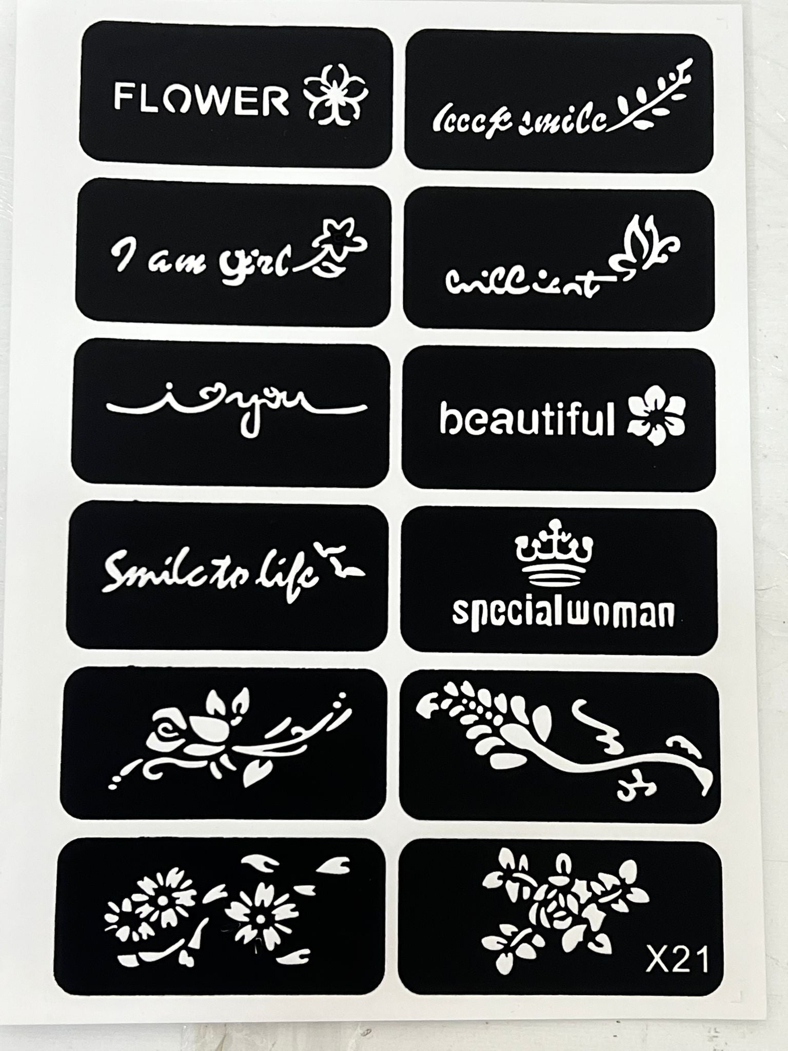 استيكرات تاتو مؤقتة مفرغة  تصاميم قابلة لإعادة الاستخدام  T 36