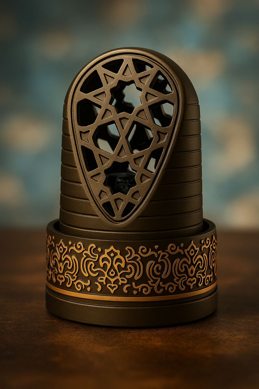 مبخرة فاخرة بتصميم منارة بقاعدة زخرفية  INC-009-BRW