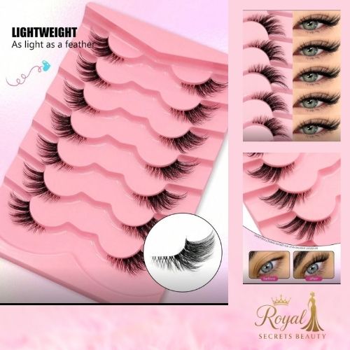 رموش نصفية من Asiteo بشريط شفاف – 7 أزواج Y1064