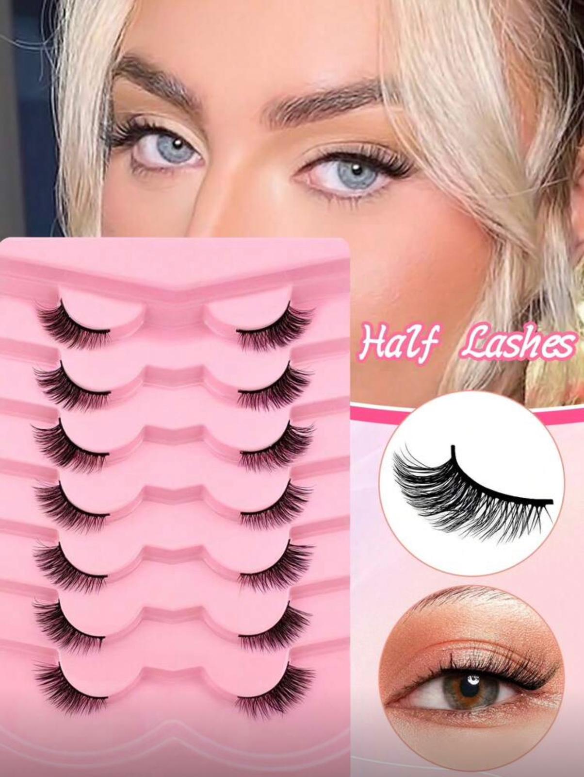 رموش صناعية كاملة بطول 12 مم – 7 أزواج بنمط عين القطة Y1071