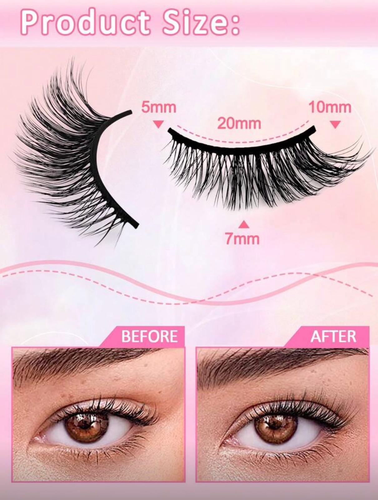 رموش صناعية كاملة بطول 12 مم – 7 أزواج بنمط عين القطة Y1071