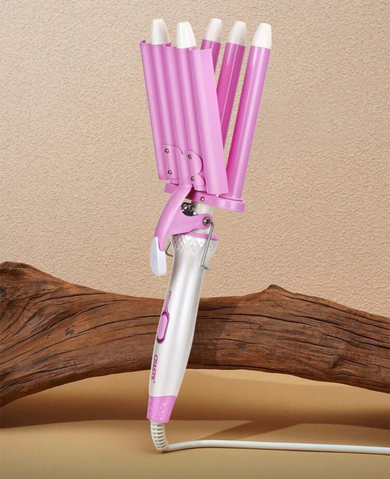 مكواة تجعيد الشعر  CRASTS الوردية بضبط الحرارة – HC-048