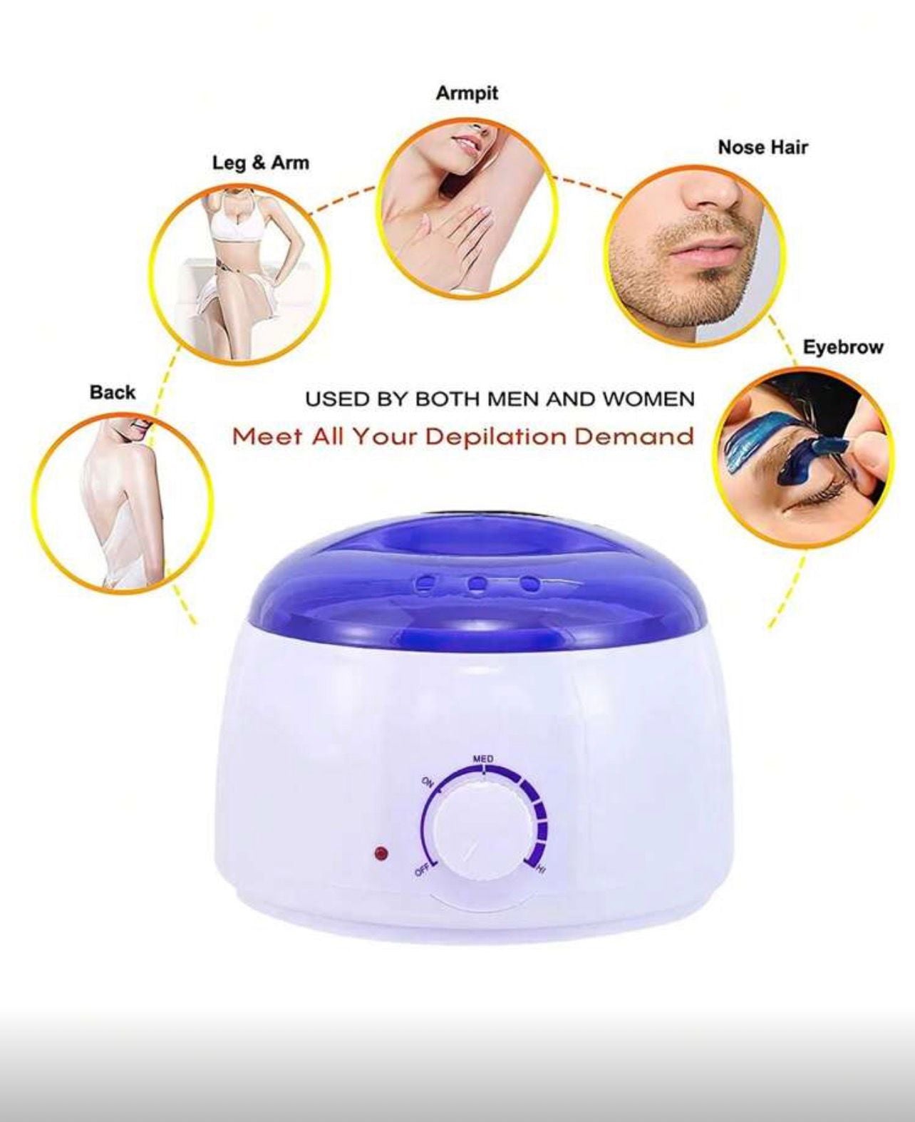 جهاز تسخين الشمع لإزالة الشعر + 4 أكياس حبوب شمع + عصي خشبية