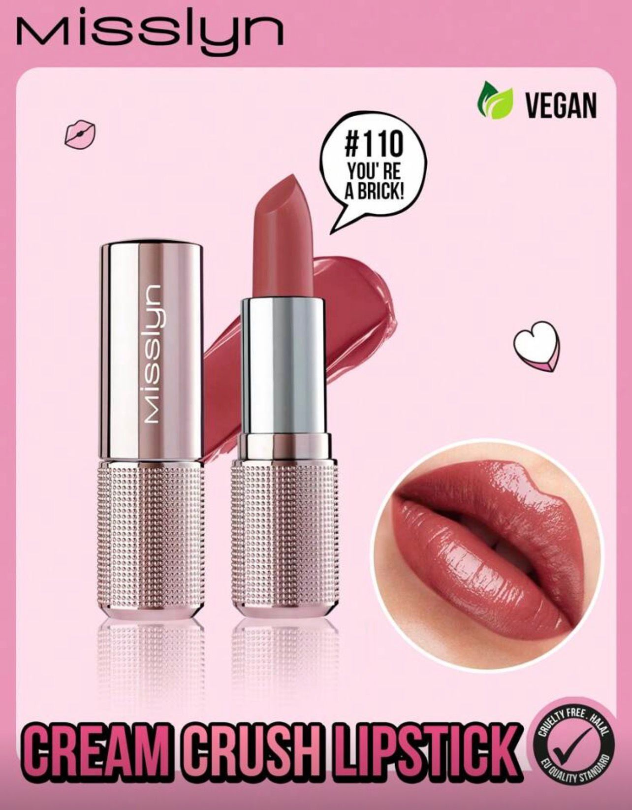 أحمر شفاه كريمي مرطب بلمعة عالية  من Misslyn– درجة  110
