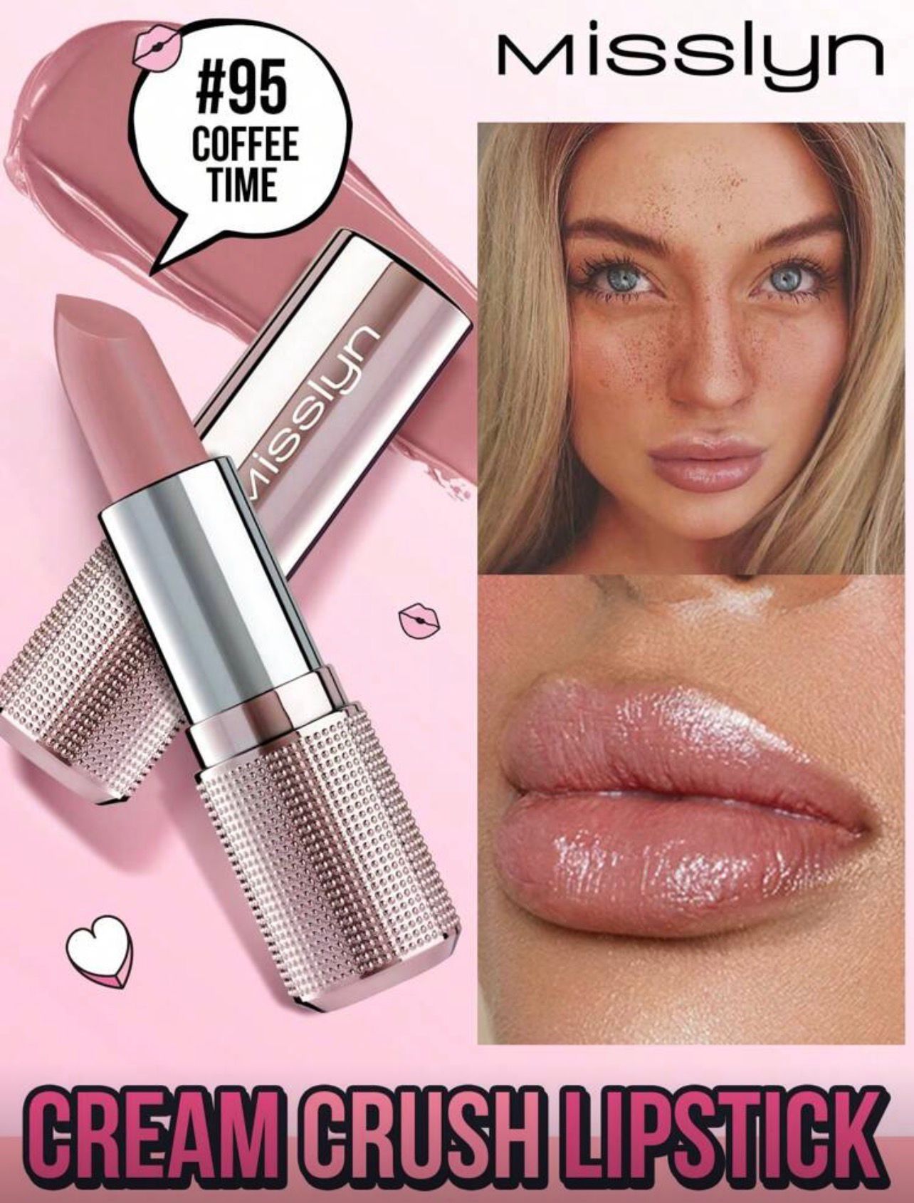 أحمر شفاه كريمي مرطب بلمعة عالية  من Misslyn– درجة  95