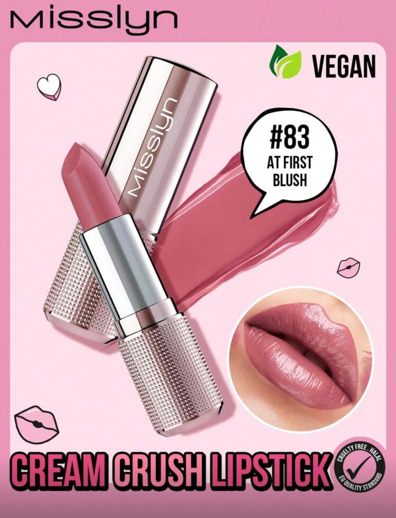 أحمر شفاه كريمي مرطب بلمعة عالية  من Misslyn– درجة  83