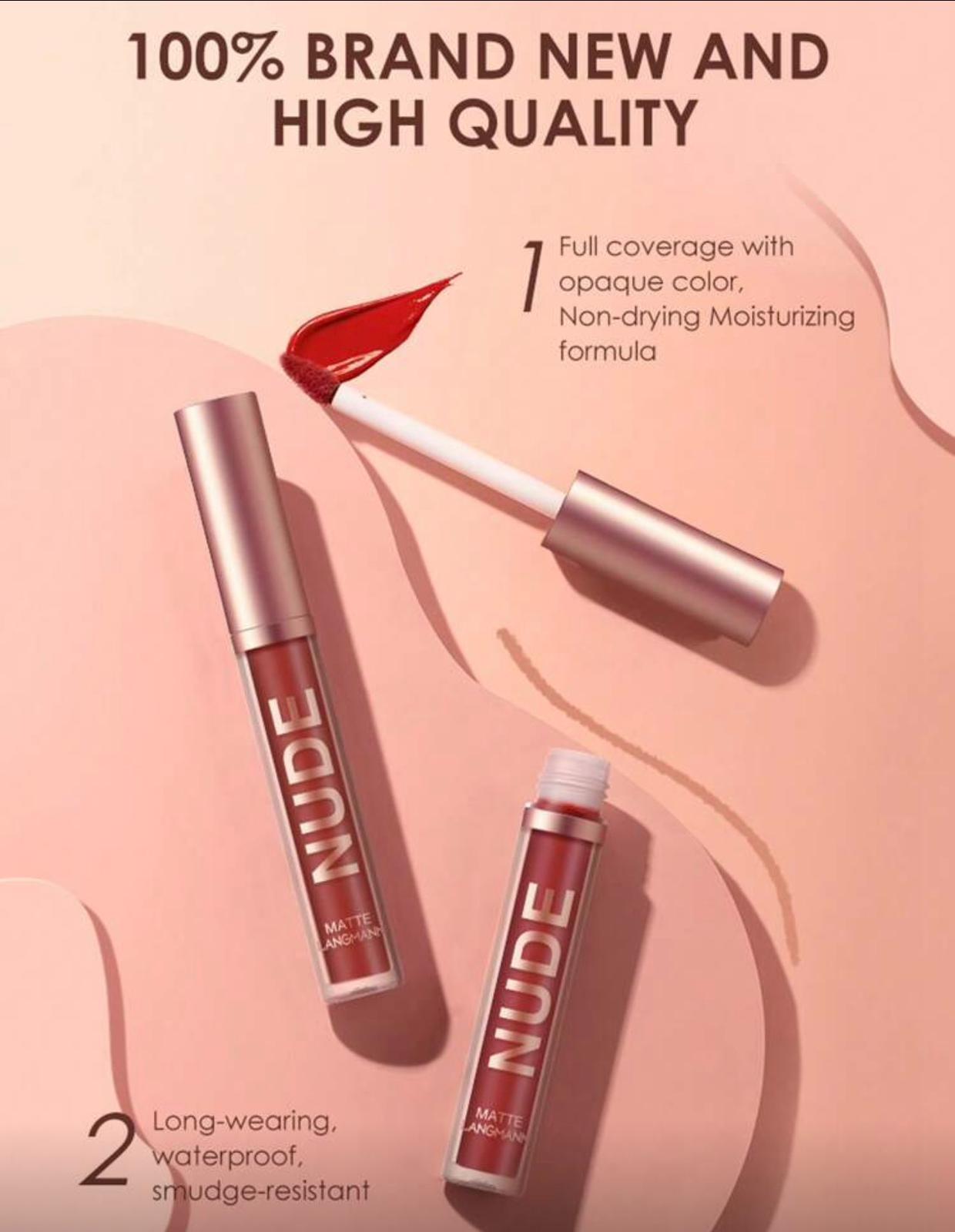 طقم روج مطفي + محدد شفاه مقاوم للماء من LANGMANNI – درجة  01