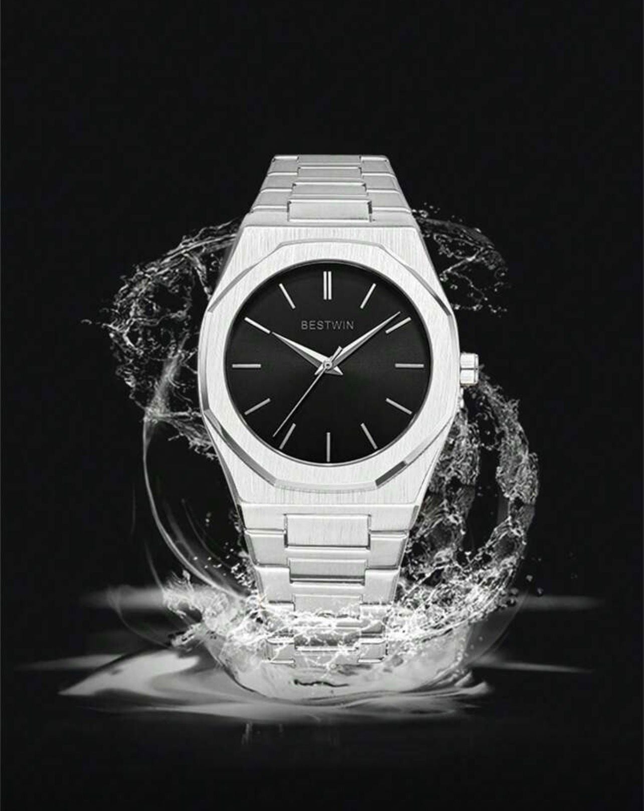 ساعة رجالية كوارتز فضية مقاومة للماء – GMSB 499