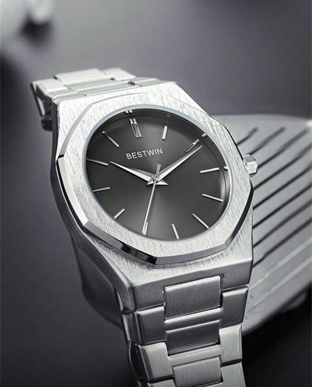 ساعة رجالية كوارتز فضية مقاومة للماء – GMSB 499