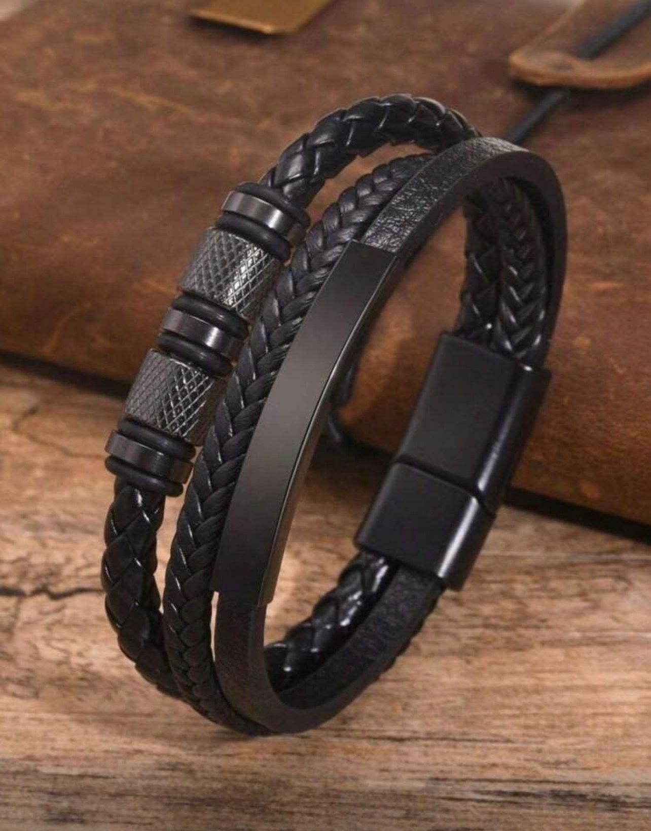 سوار رجالي متعدد الطبقات جلد مضفر – GM 245