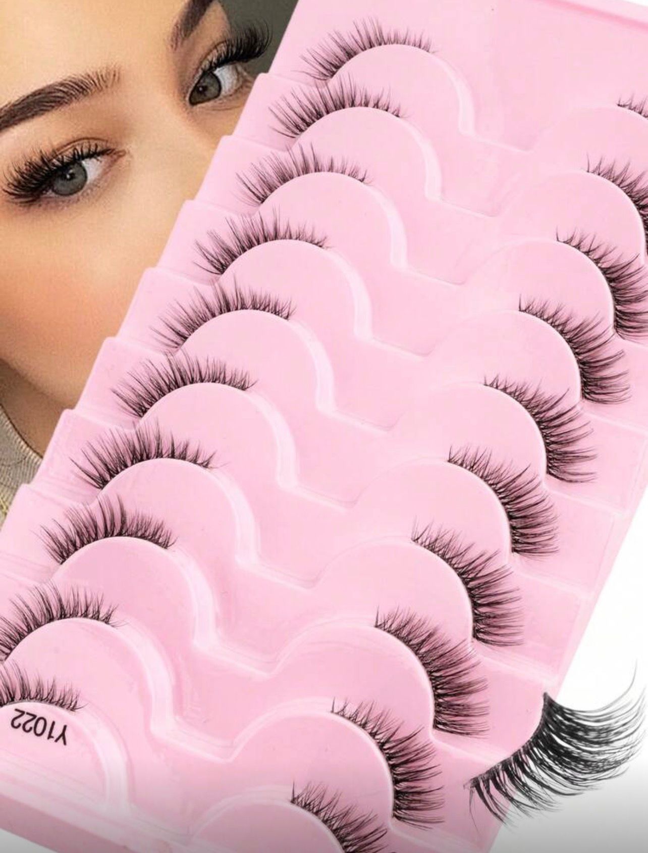 رموش 10 أزواج  قصيرة طبيعية 5–8 مم بساق شفاف – خفيفة ومناسبة للعيون الصغيرة Y1022