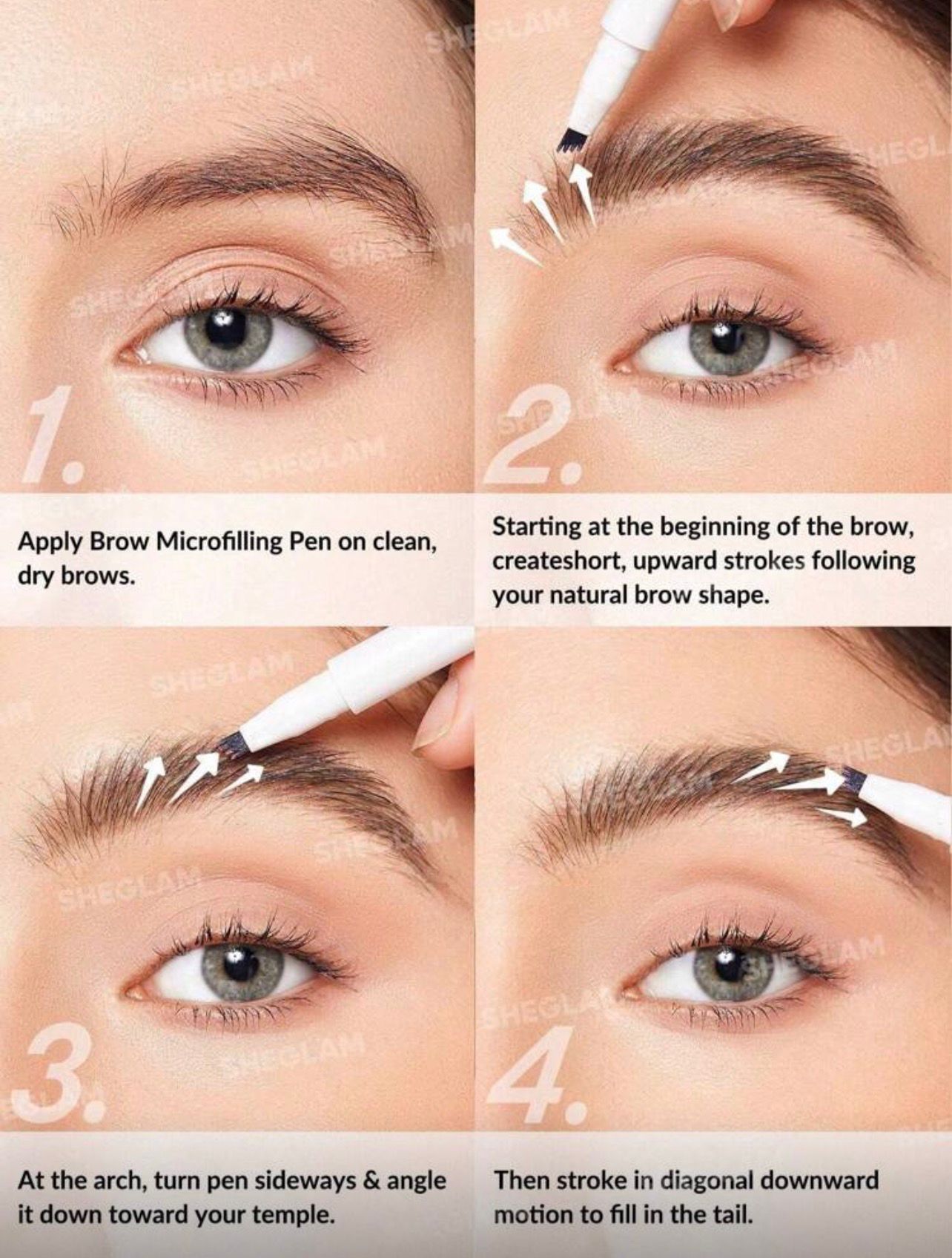 قلم حواجب سائل SHEGLAM Feather Better – بني غامق، مقاوم للماء والتلطخ