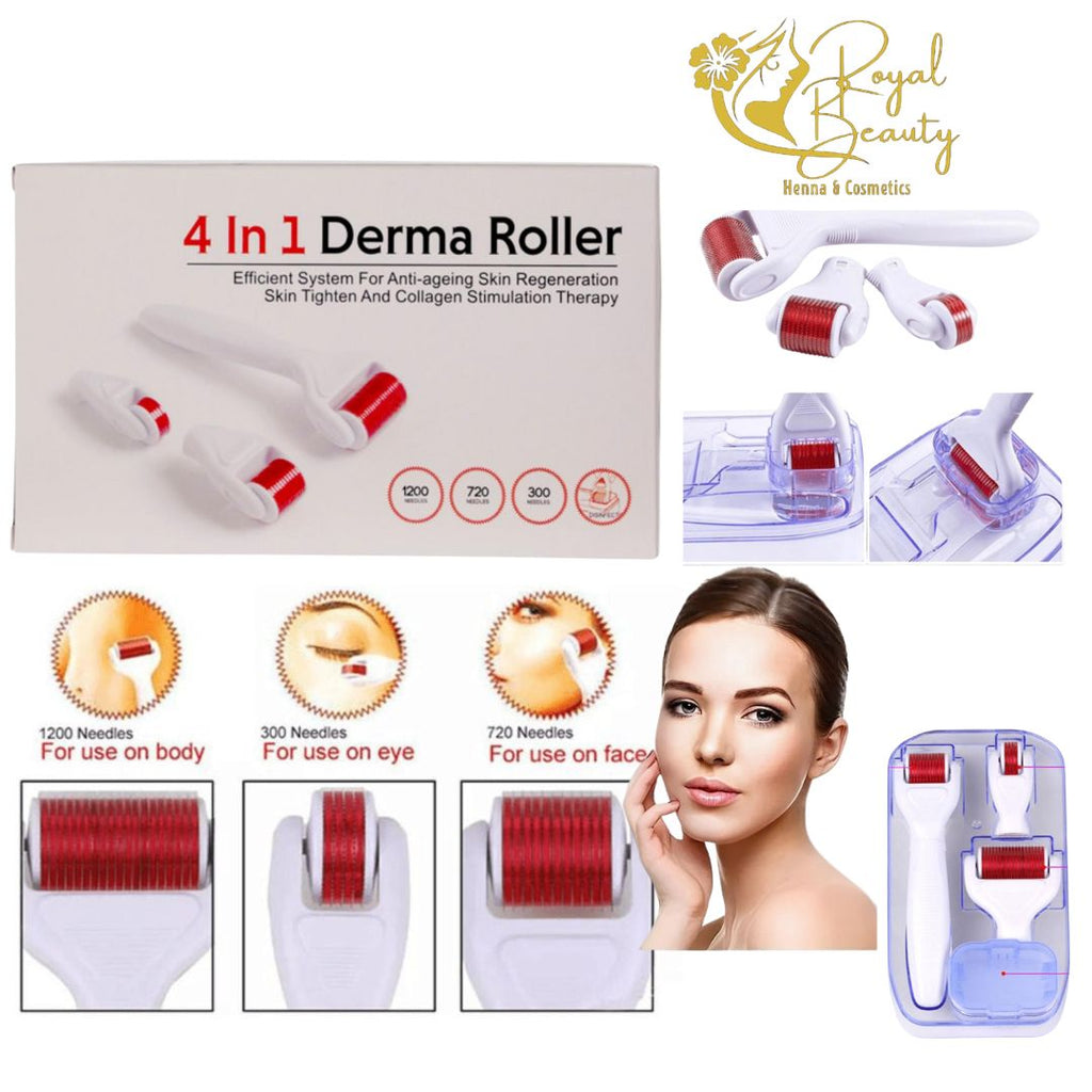 مجموعة ديرما رولر 4 في 1 للعناية بالبشرة - تجديد البشرة وتحفيز الكولاجين