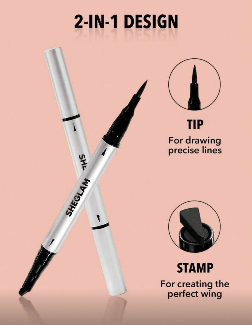 كحل SHEGLAM Wing It السائل 2 في 1 – أسود، مقاوم للماء والتلطخ