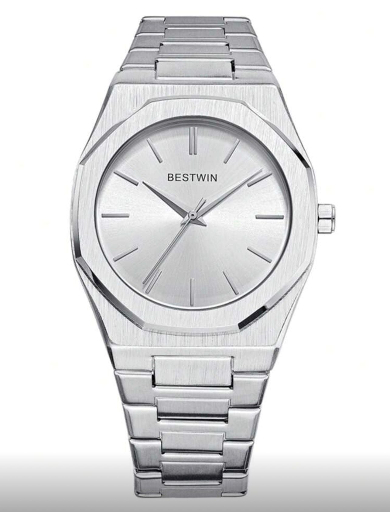 ساعة رجالية فاخرة من GORBEN  بتصميم كلاسيكي أنيق بعقارب كوارتز وسوار من الفولاذ المقاوم للصدأ gmw 812