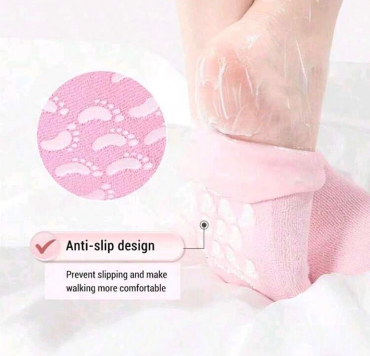 جوارب جل تجميل القدمين مع سيليكون مرطب – قابلة لإعادة الاستخدام، مضادة للانزلاق، لعلاج جفاف وتشقق القدمين