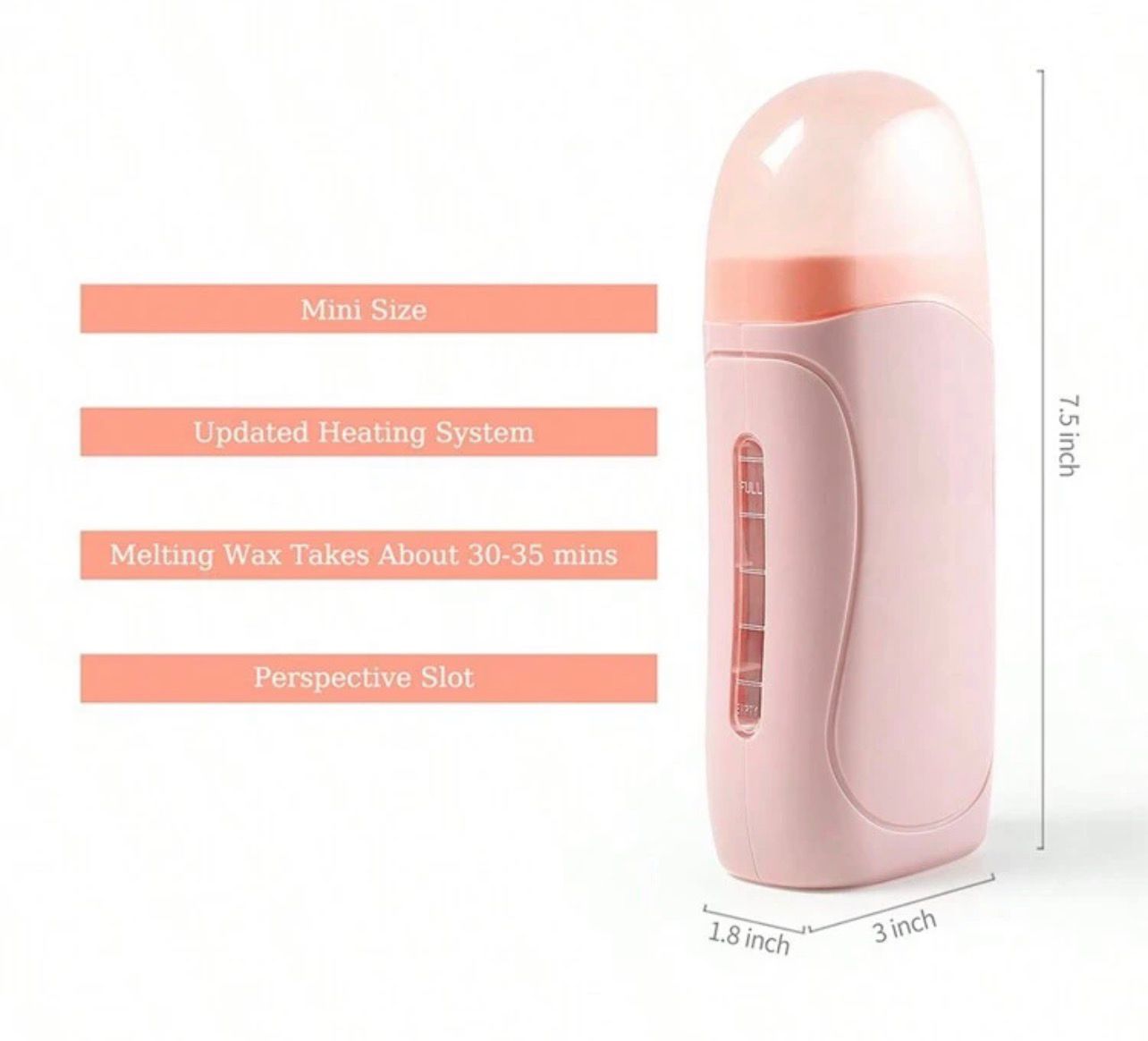 مجموعة شمع كاملة لإزالة الشعر – رولر شمع + 2 عبوة شمع رولر + آلة تسخين + 100 ورقة و10 مناديل ترطيب