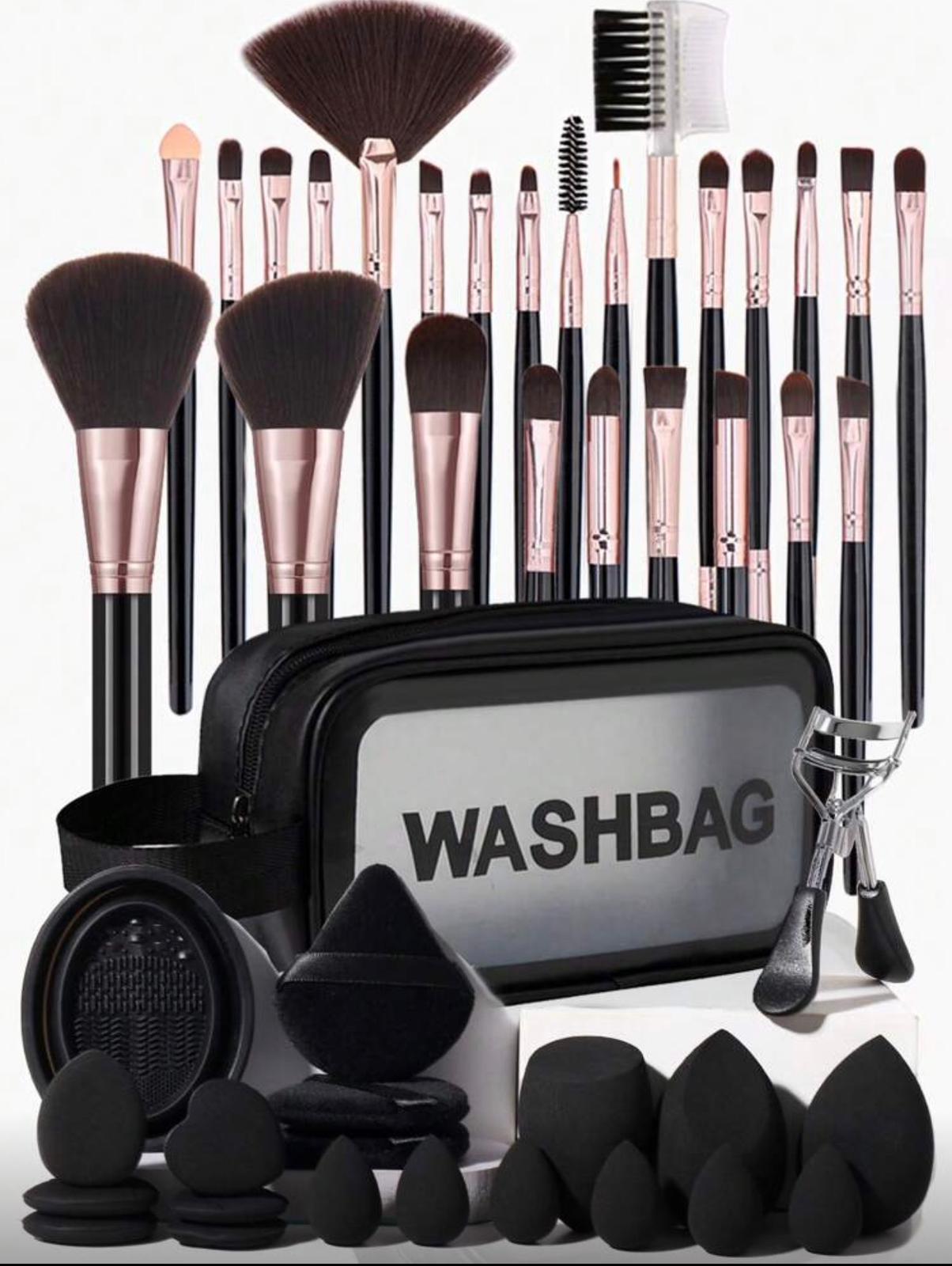 مجموعة فرش مكياج احترافية 46 قطعة طقم كامل -أسود  code no 369