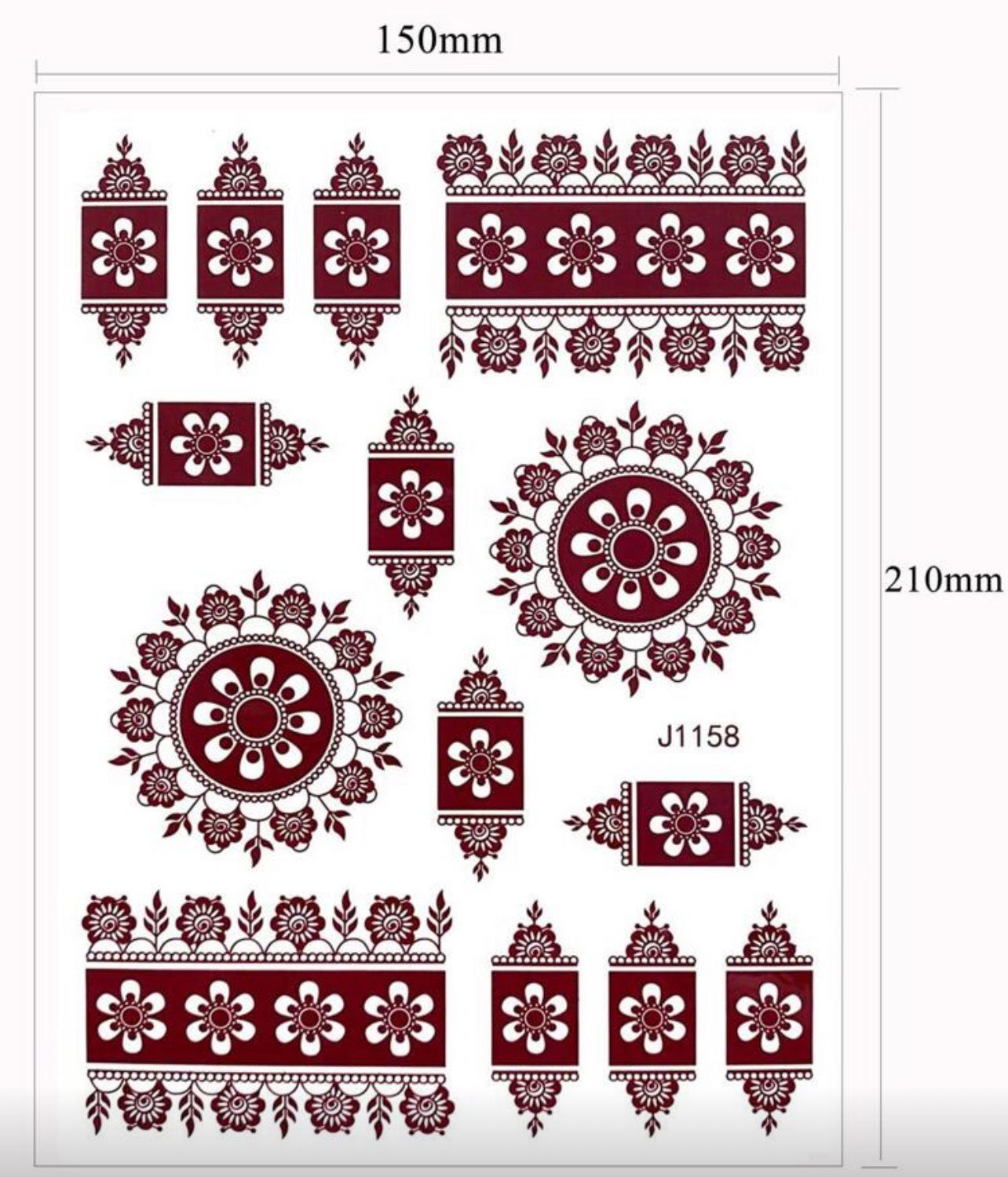 استيكرات نقش حناء جاهزة لليدين أوالقدمين   رقم   N 30
