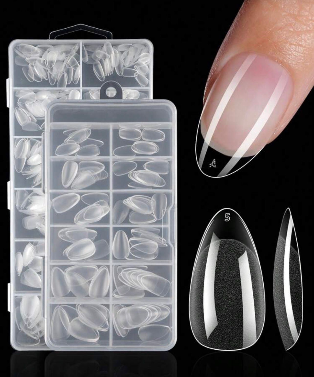 نصائح أظافر 240 قطعة جل لوزية قصيرة – شفافة نصف مط بتصميم طبيعي COOD N 27