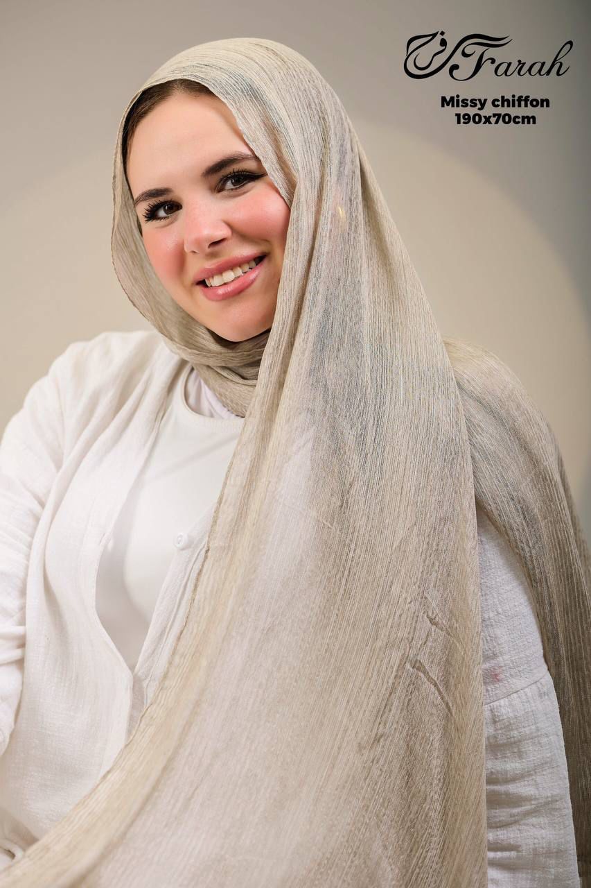 طرحة ميسي شيفون من فرح – خامة فلافي ناعمة – مقاس 70×190 سم كود FAR-40-3