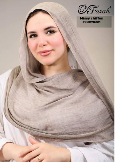 طرحة ميسي شيفون من فرح – خامة فلافي ناعمة – مقاس 70×190 سم كود FAR-40-6