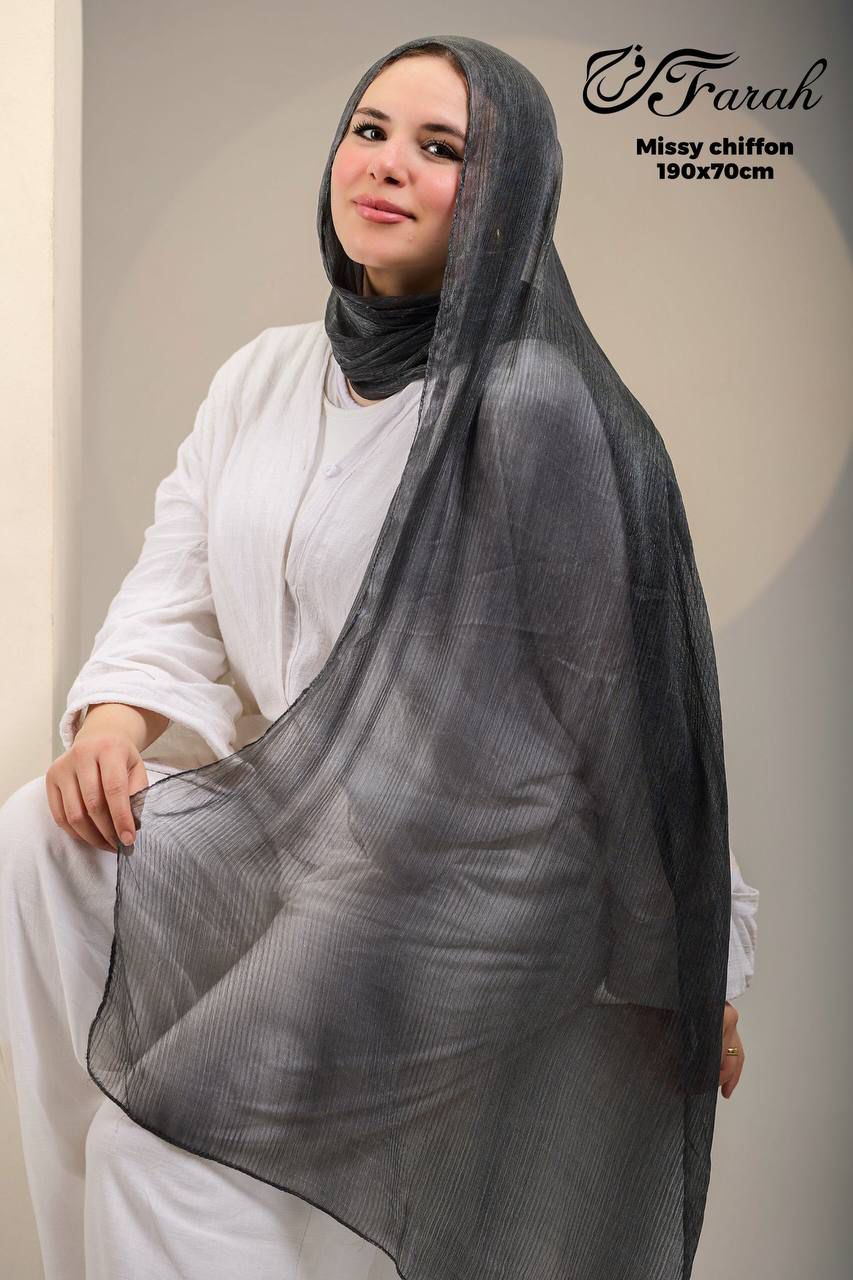 طرحة ميسي شيفون من فرح – خامة فلافي ناعمة – مقاس 70×190 سم كود FAR-40-8