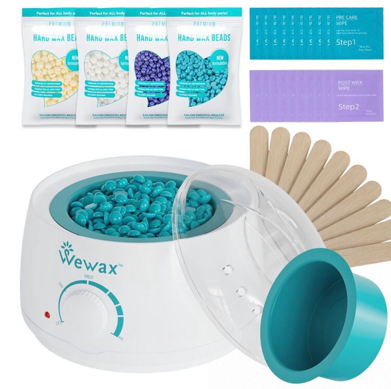 طقم شمع WEWAX لإزالة الشعر مع قدر سيليكون – استخدام منزلي كود WX 2
