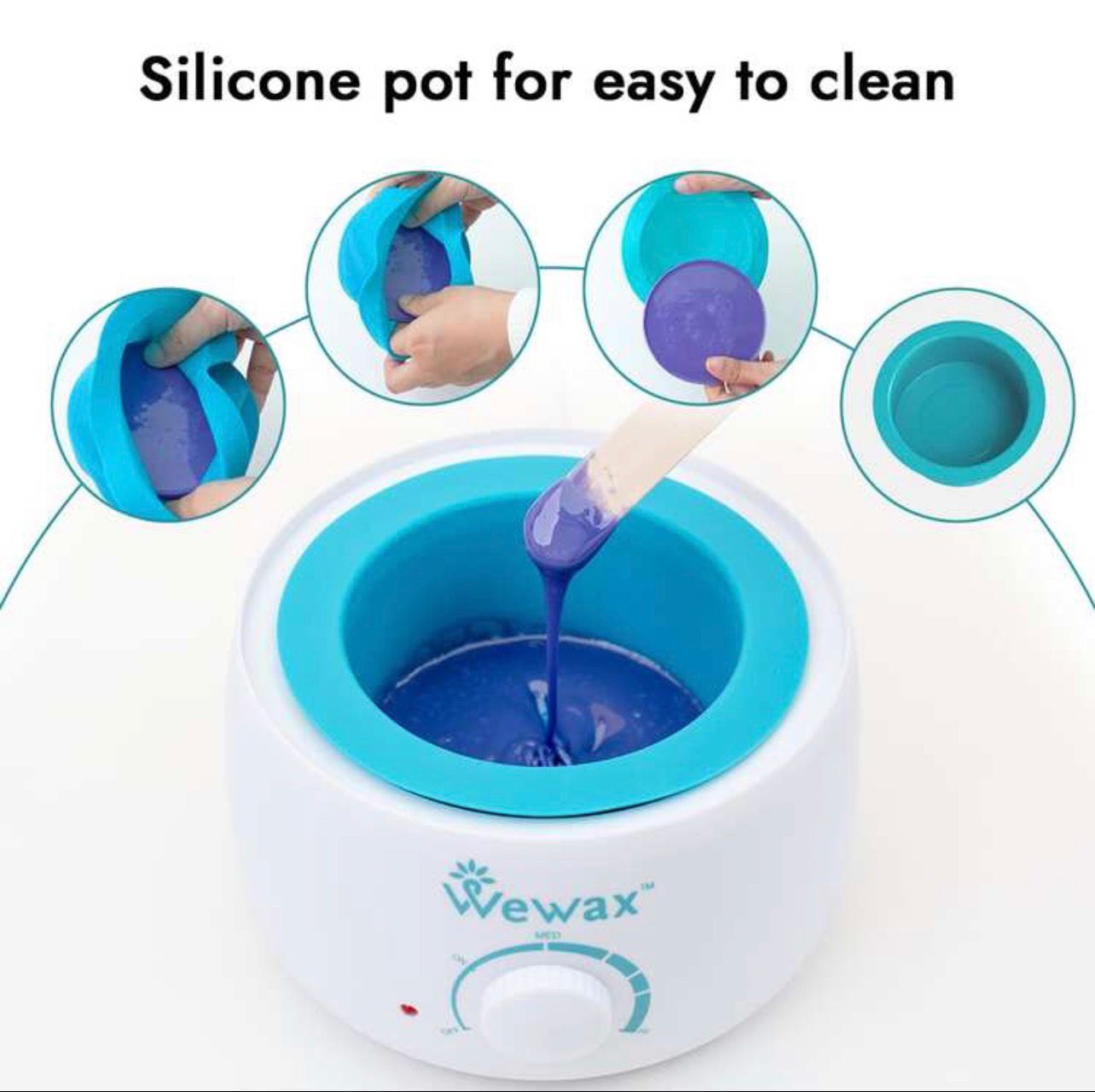 طقم شمع WEWAX لإزالة الشعر مع قدر سيليكون – استخدام منزلي كود WX 2
