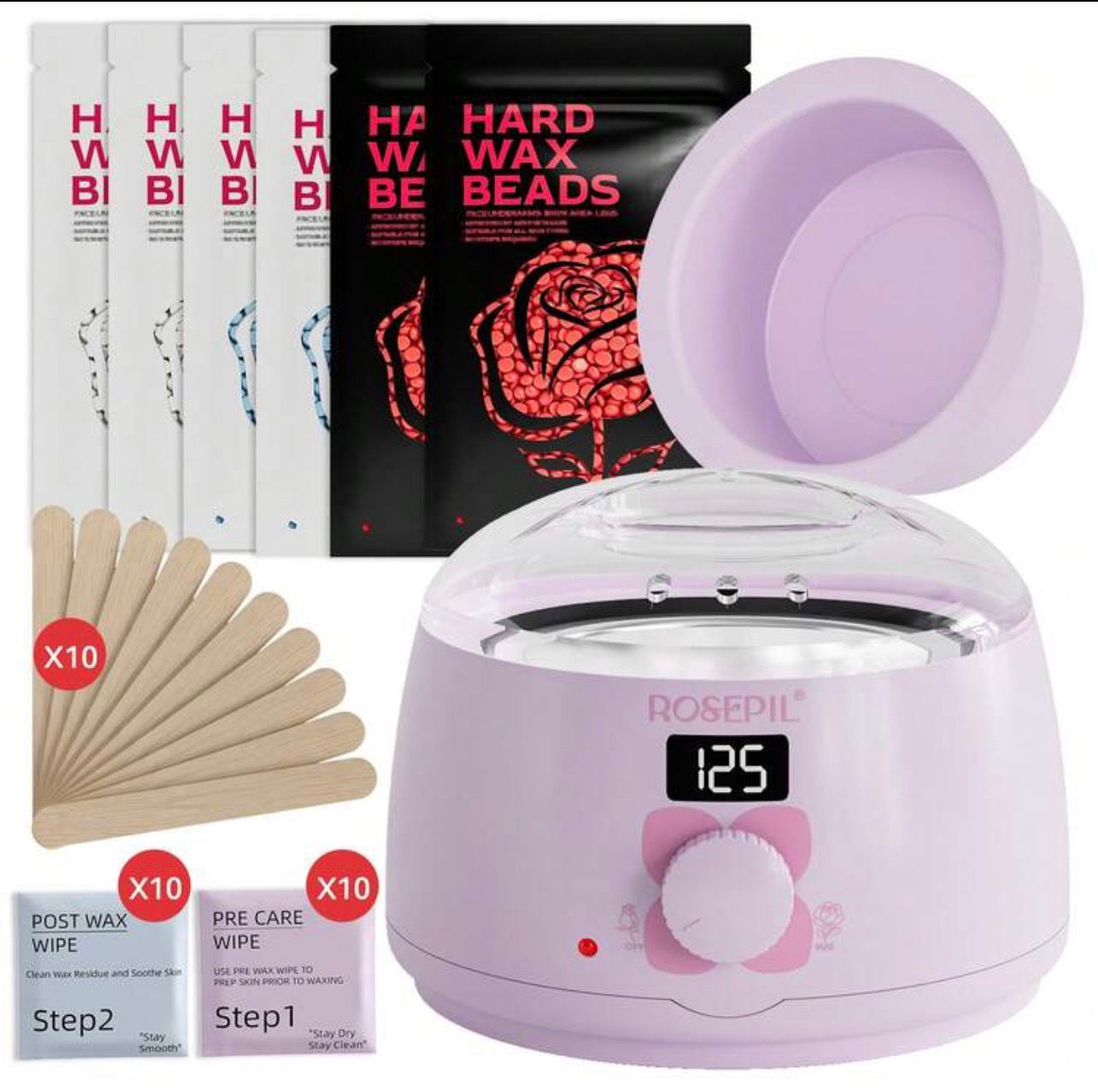 طقم سخان شمع رقمي ROSEPIL لإزالة الشعر – 37 قطعة  كود wx 3