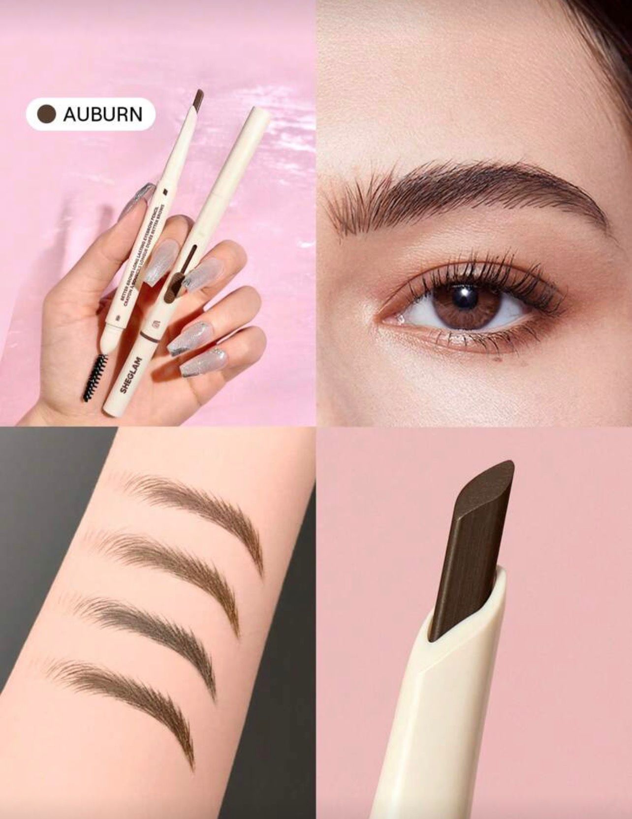 قلم حواجب SHEGLAM Better Brows أوتوماتيكي طويل الأمد – لون بني وسطى (Auburn)