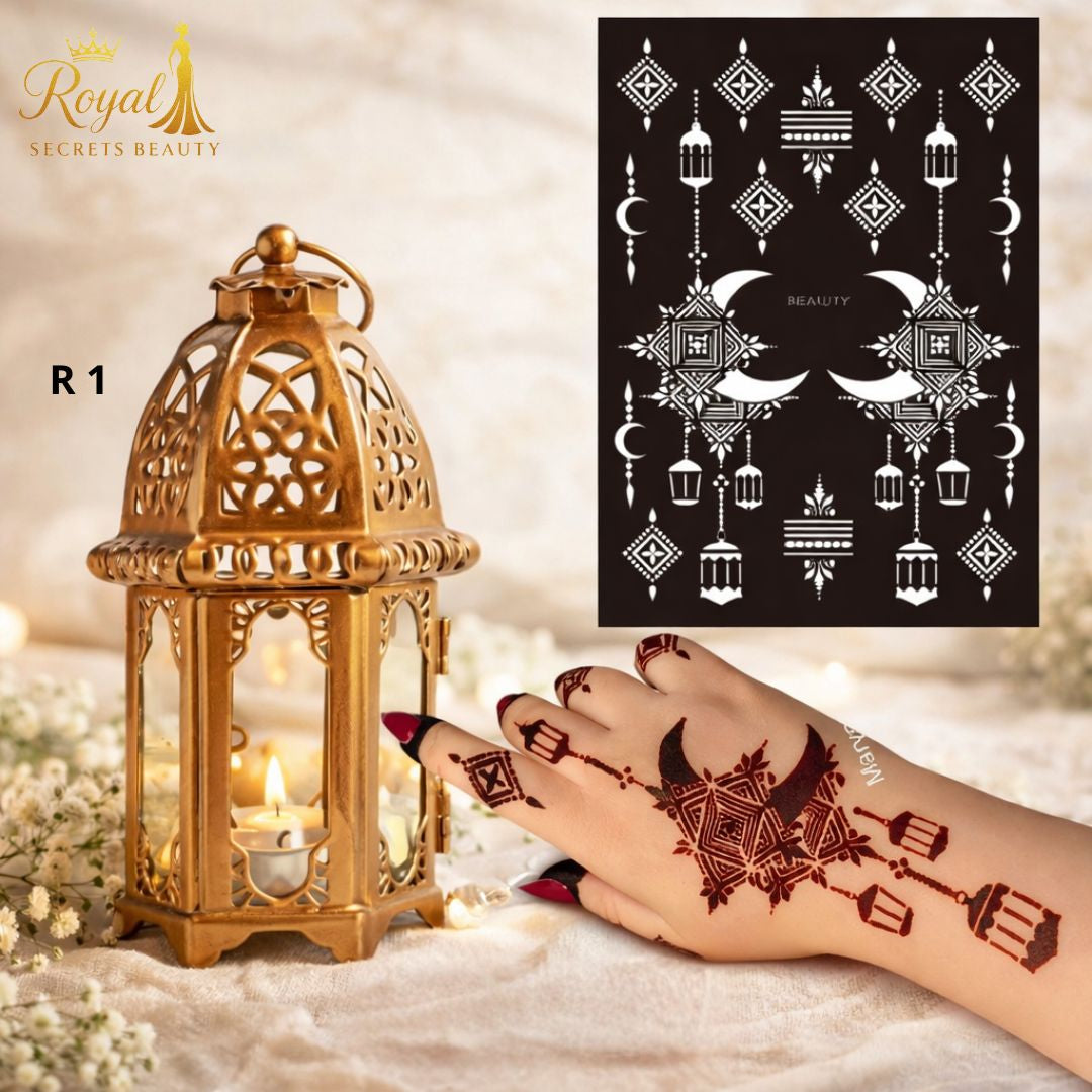 استيكر حنة رمضان لليدين | نقوش رمضانية فاخرة | تصميم رقم  RR 1