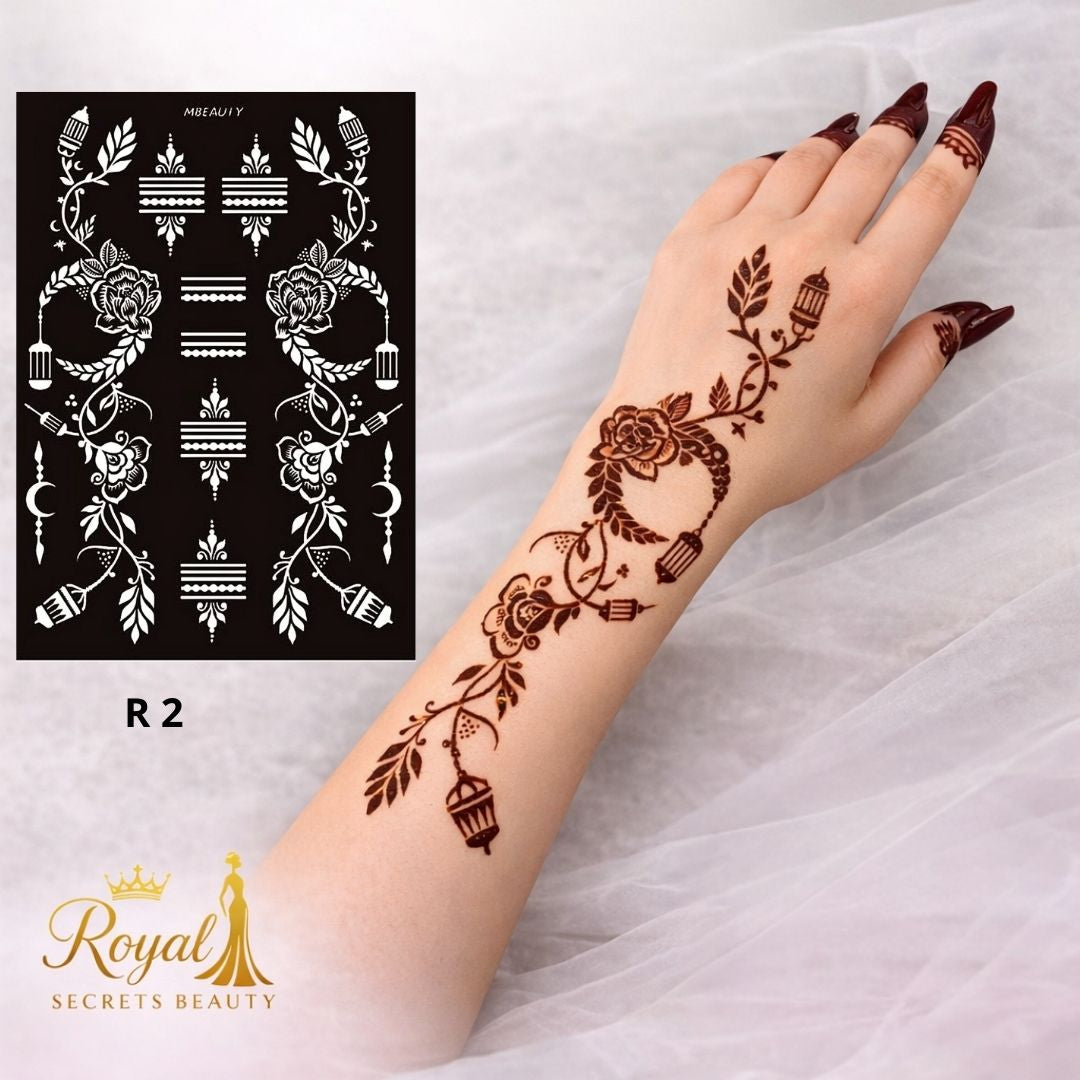 استيكر حنة رمضان لليدين | نقوش رمضانية فاخرة | تصميم رقم  RR 2