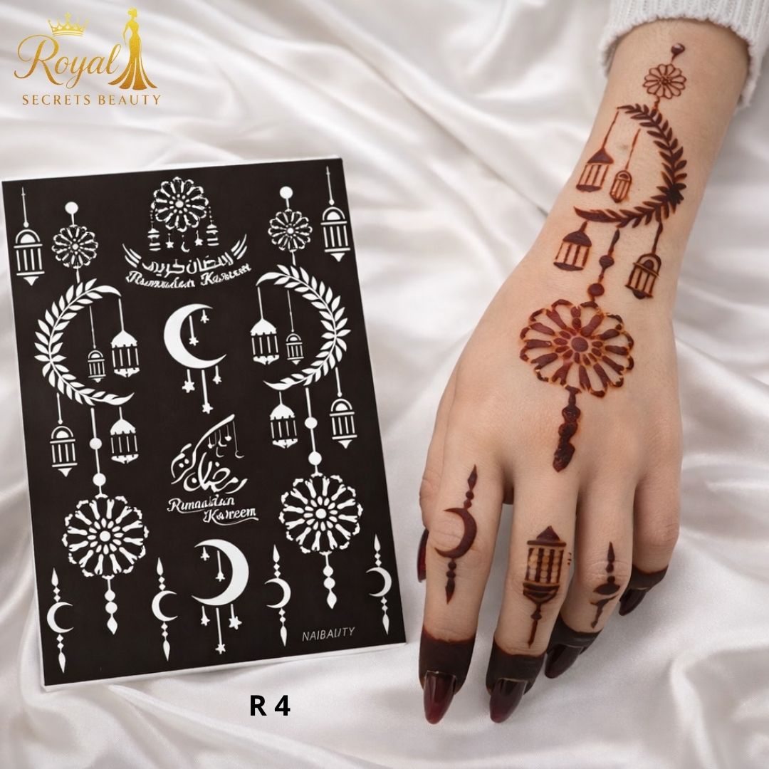 استيكر حنة رمضان لليدين | نقوش رمضانية فاخرة | تصميم رقم  RR 4