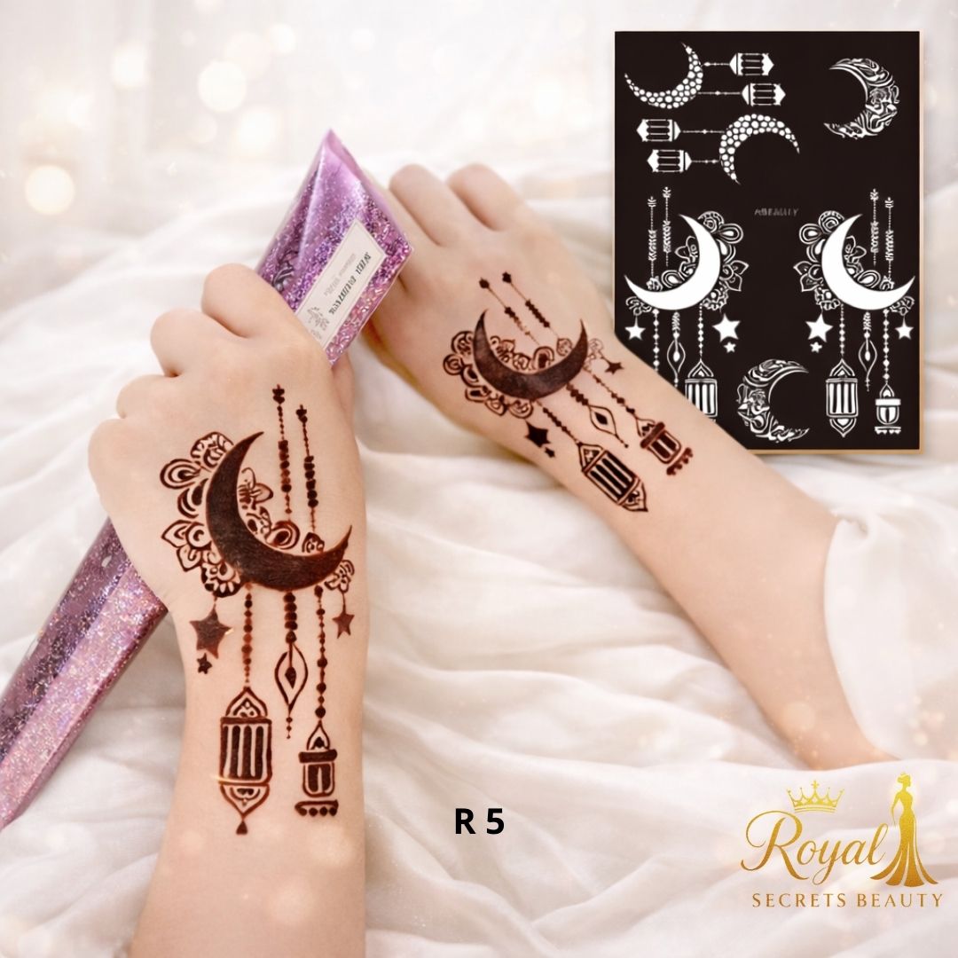 استيكر حنة رمضان لليدين | نقوش رمضانية فاخرة | تصميم رقم  RR 5