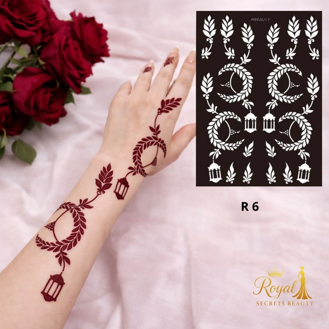 استيكر حنة رمضان لليدين | نقوش رمضانية فاخرة | تصميم رقم  RR 6