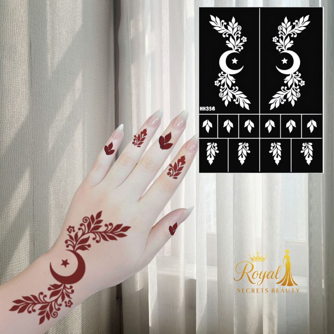 استيكر حنة رمضان لليدين | نقوش رمضانية فاخرة | تصميم رقم  RR 9