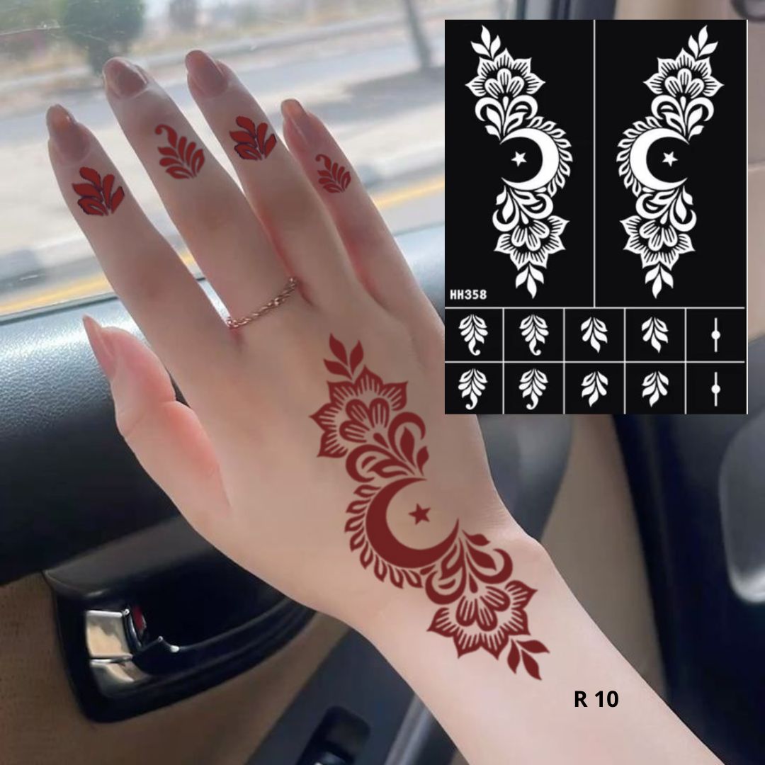 استيكر حنة رمضان لليدين | نقوش رمضانية فاخرة | تصميم رقم  RR 10