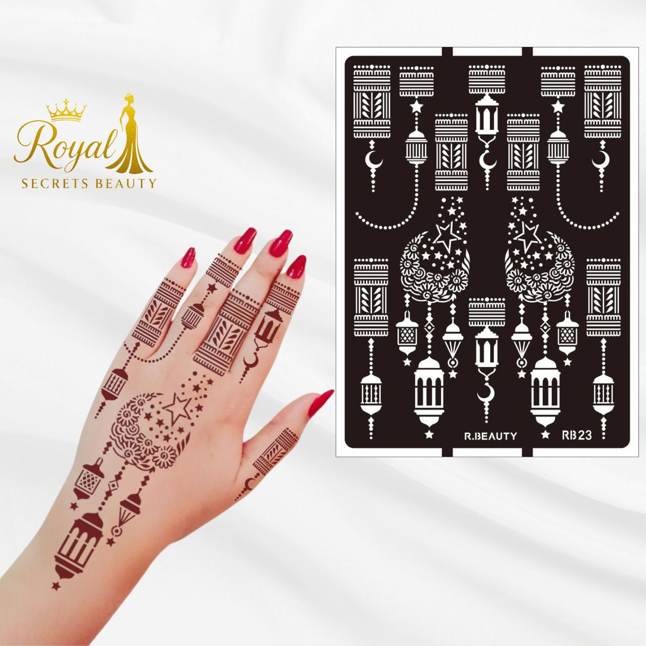 استيكر حنة رمضان لليدين | نقوش رمضانية فاخرة | تصميم رقم  RR 16