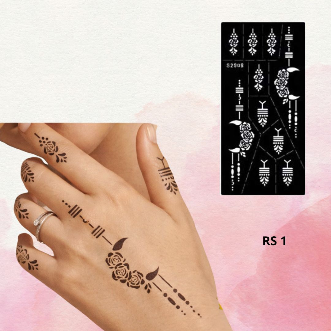 استيكر حنة صغير لليدين | نقوش دقيقة وأنيقة | تصميم  RS 1