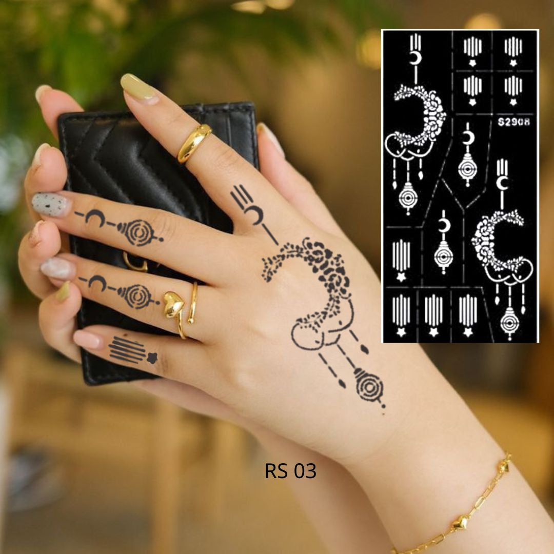 استيكر حنة صغير لليدين | نقوش دقيقة وأنيقة | تصميم  RS 3